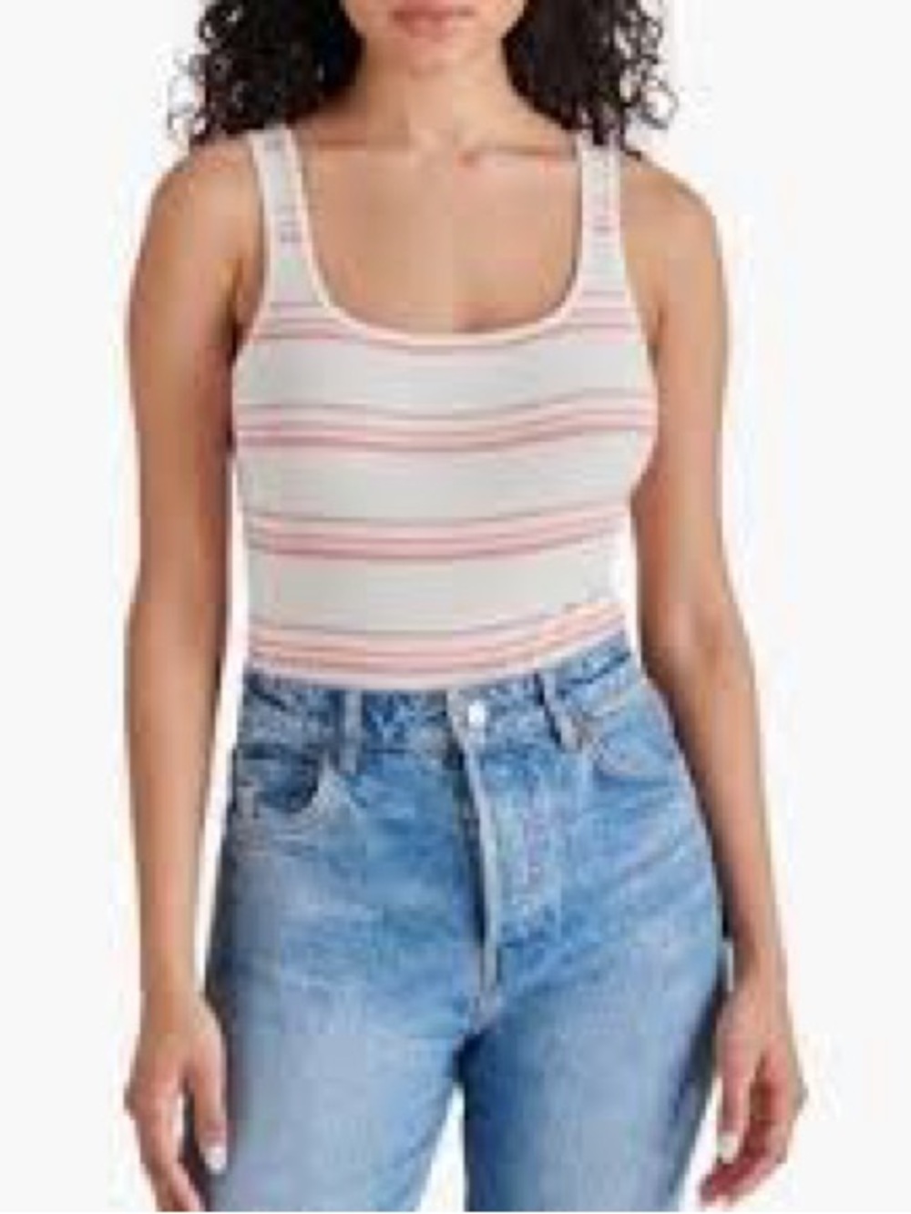 22. Steve Madden • NWOT Striped Pink & White Ribbed bodysuit